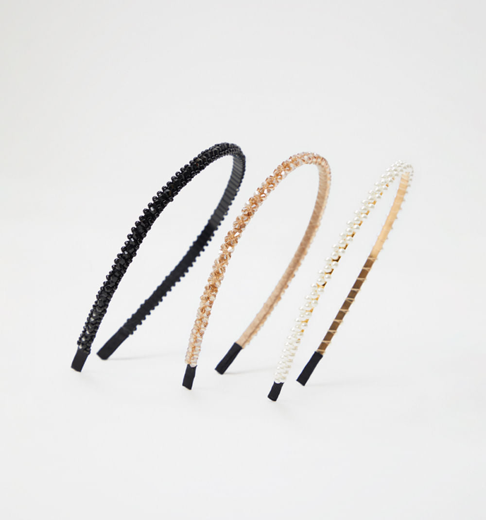 Diadema Cristales Y Perlas Set X3
