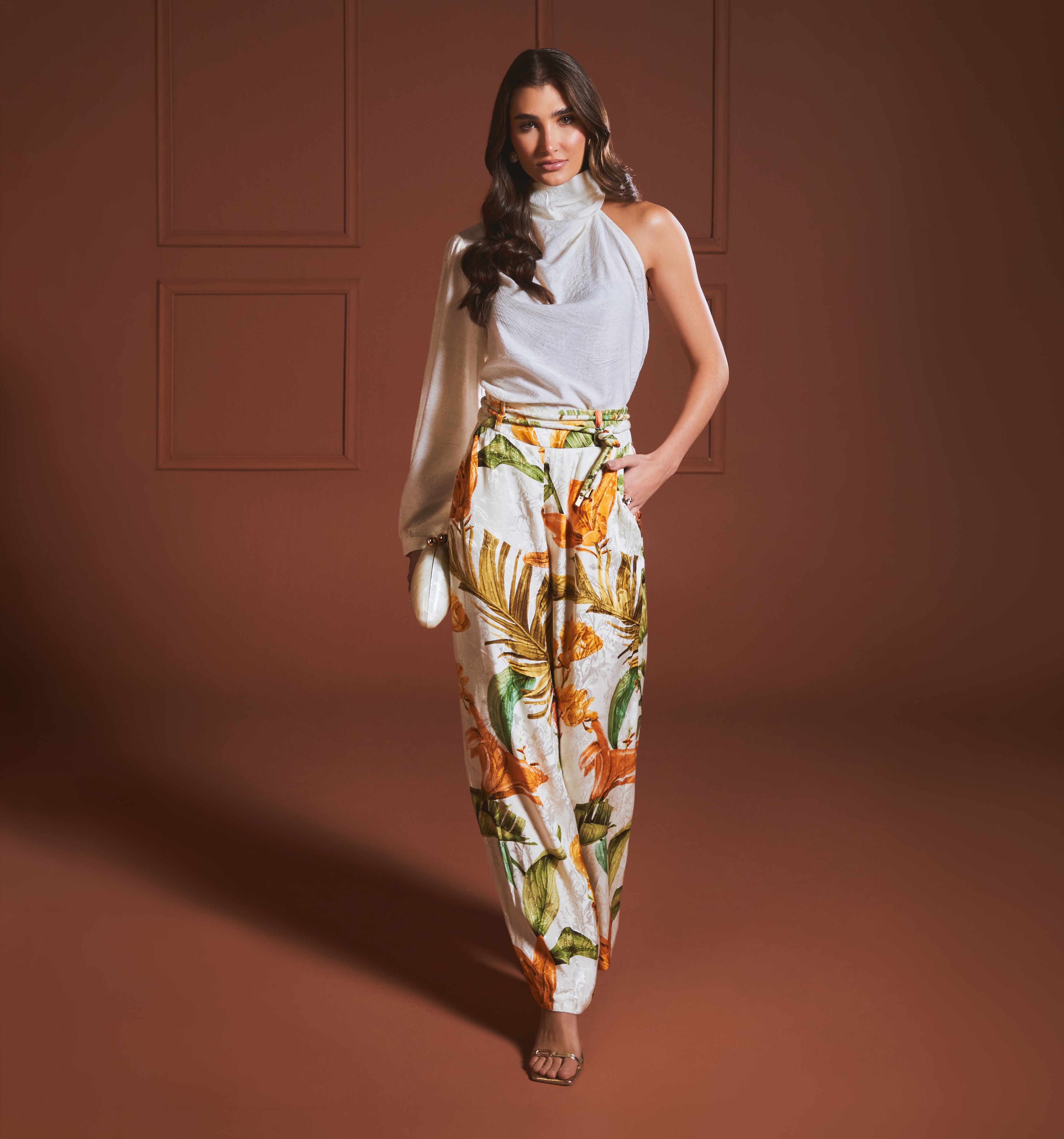 Pantalon Palazo Tiro Alto Con Tira Doble