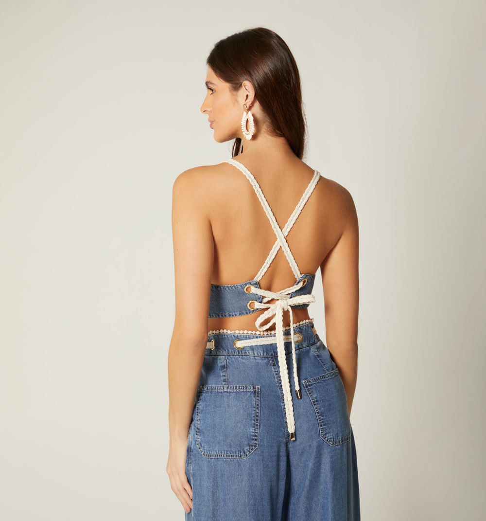 Blusa Tiras Cordon Ojaletes Para Mujer