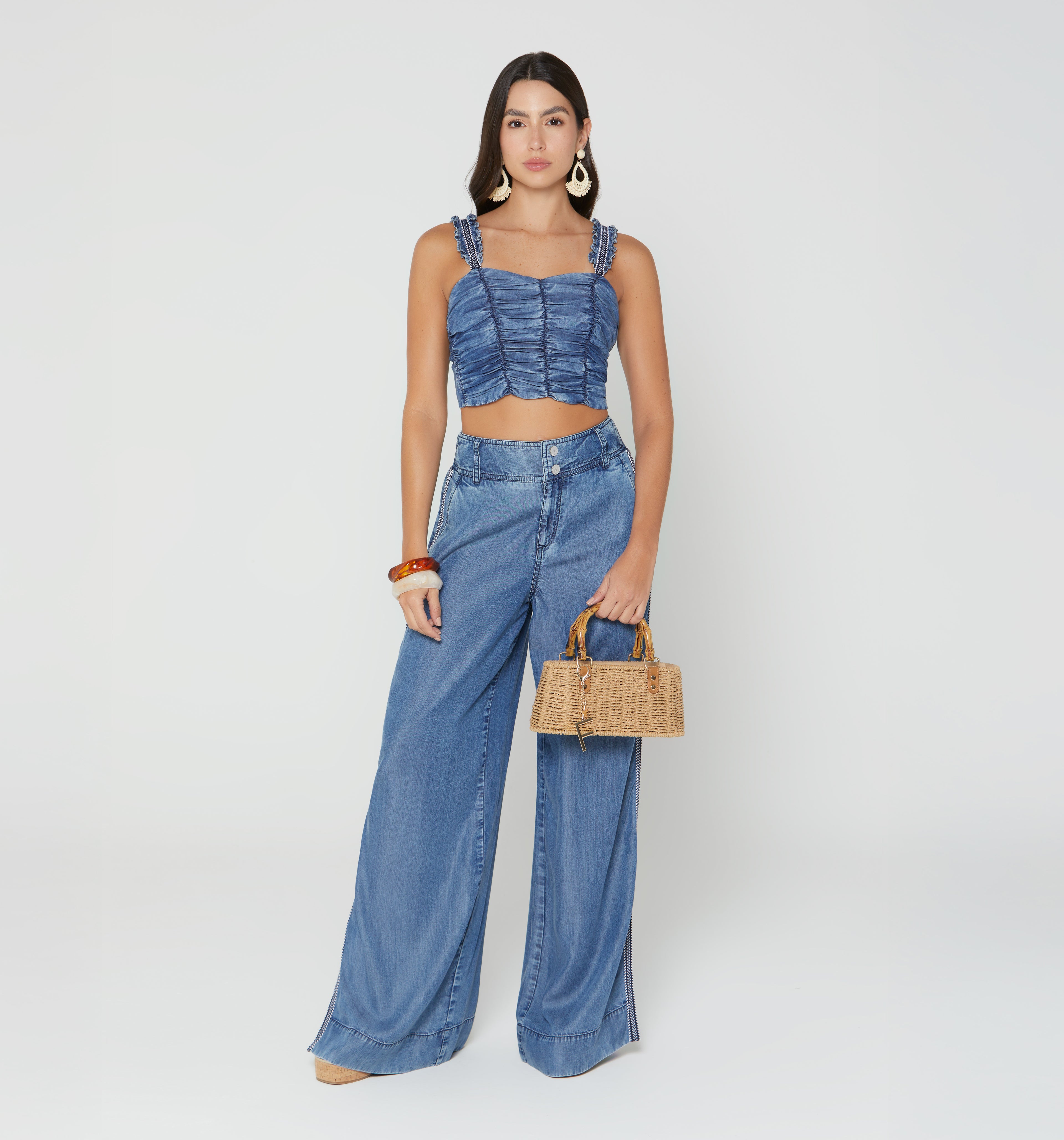 Blusa De Tiras Con Insumo - Azul