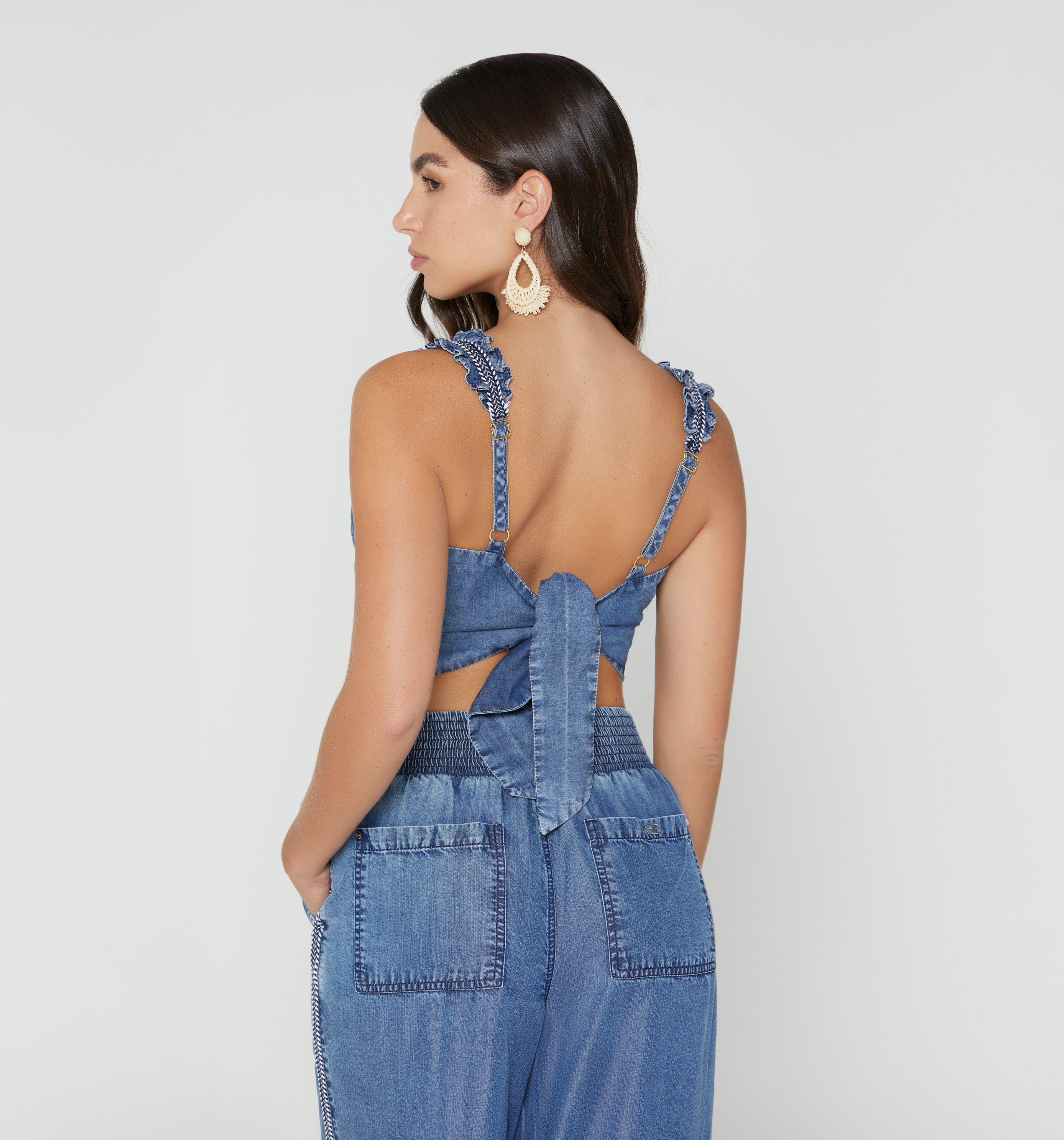 Blusa De Tiras Con Insumo - Azul