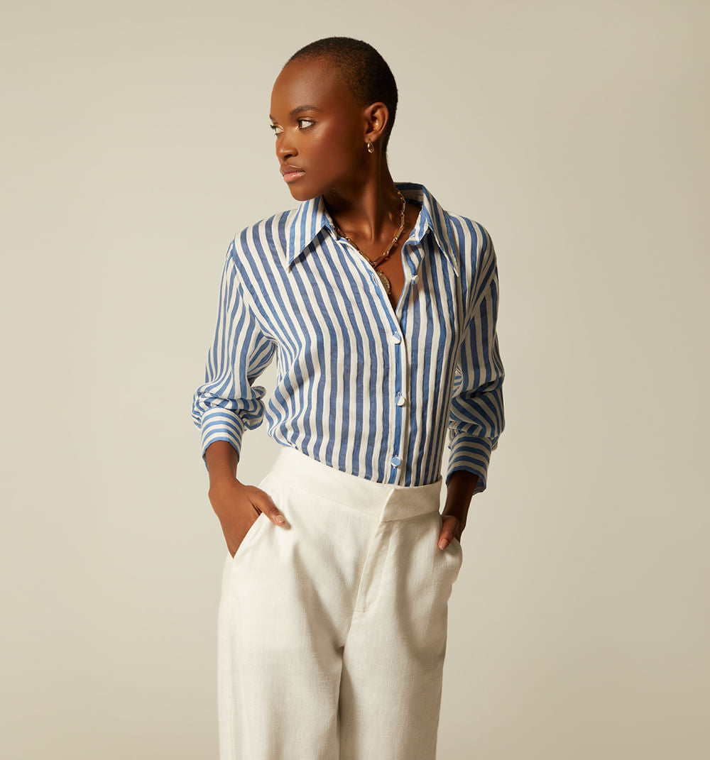 Blusa Camisera Manga Larga De Rayas