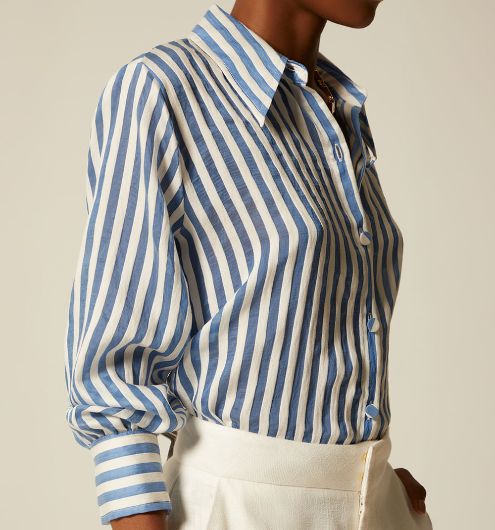 Blusa Camisera Manga Larga De Rayas
