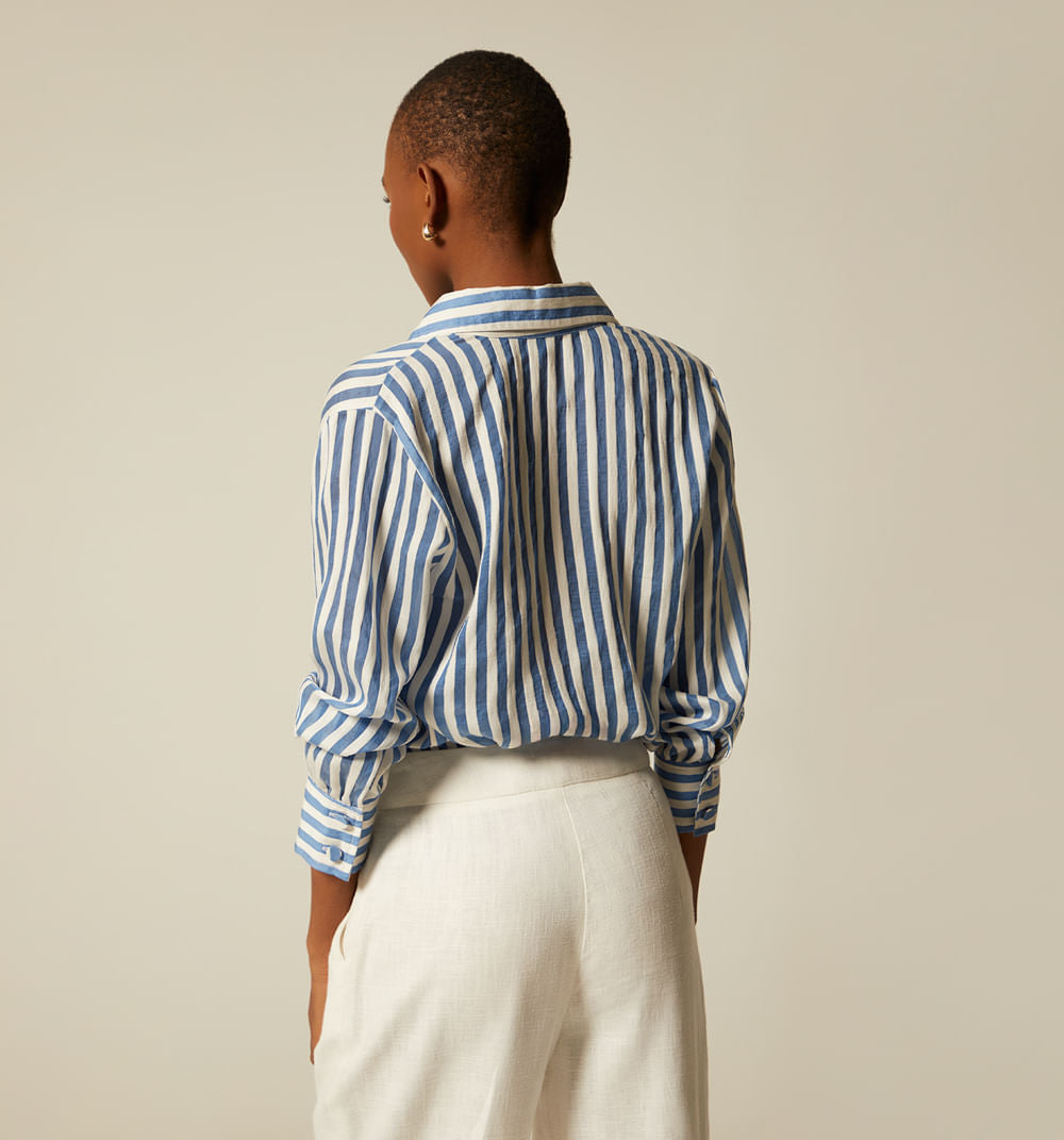 Blusa Camisera Manga Larga De Rayas