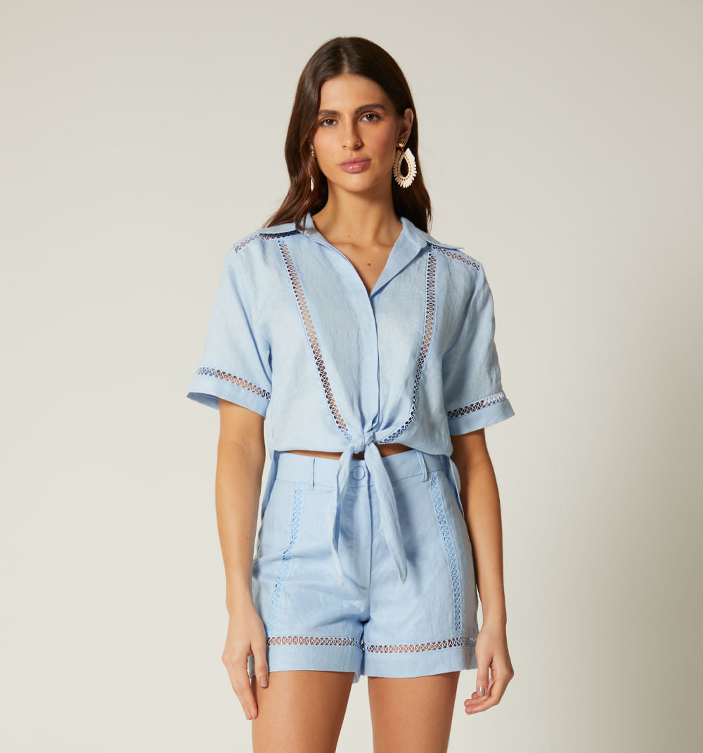 Blusa Manga Corta De Amarre