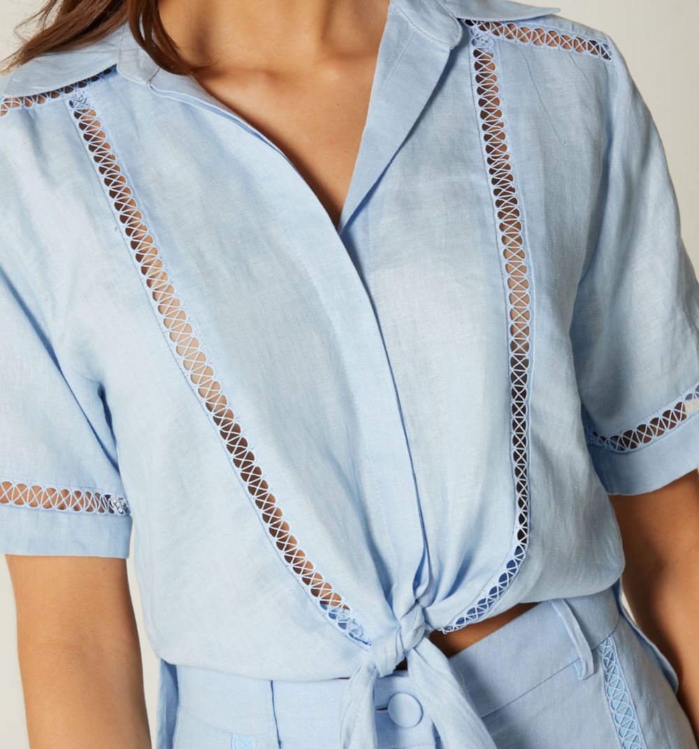 Blusa Manga Corta De Amarre