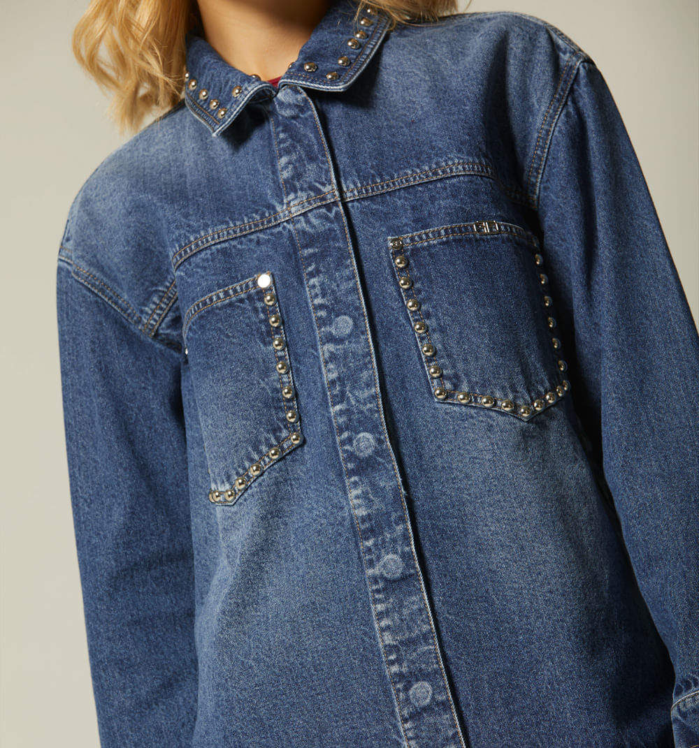 Blusa Camisera Manga Larga Con Taches