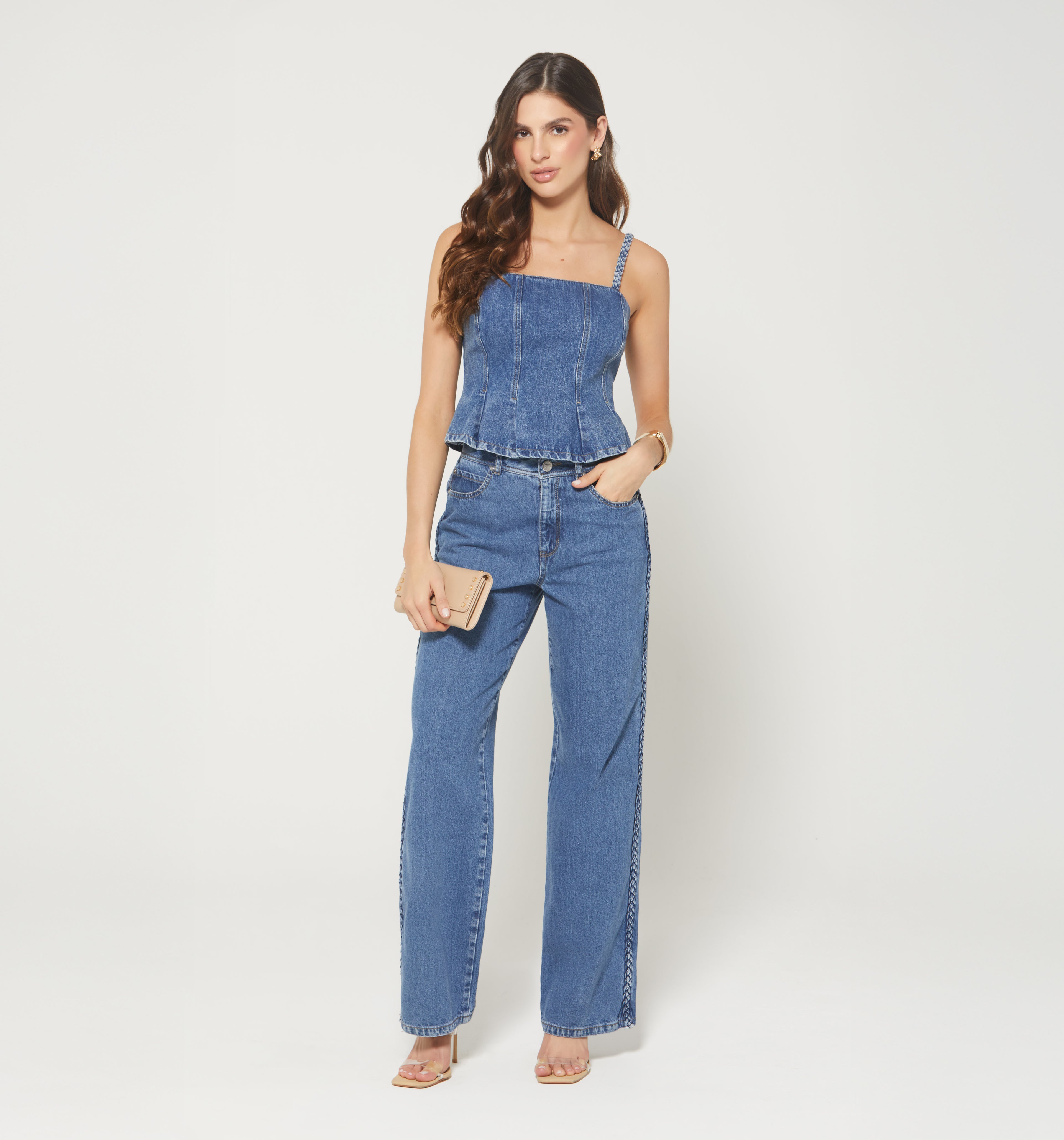 Blusa Tiras Trenzas Cortes  Peplum