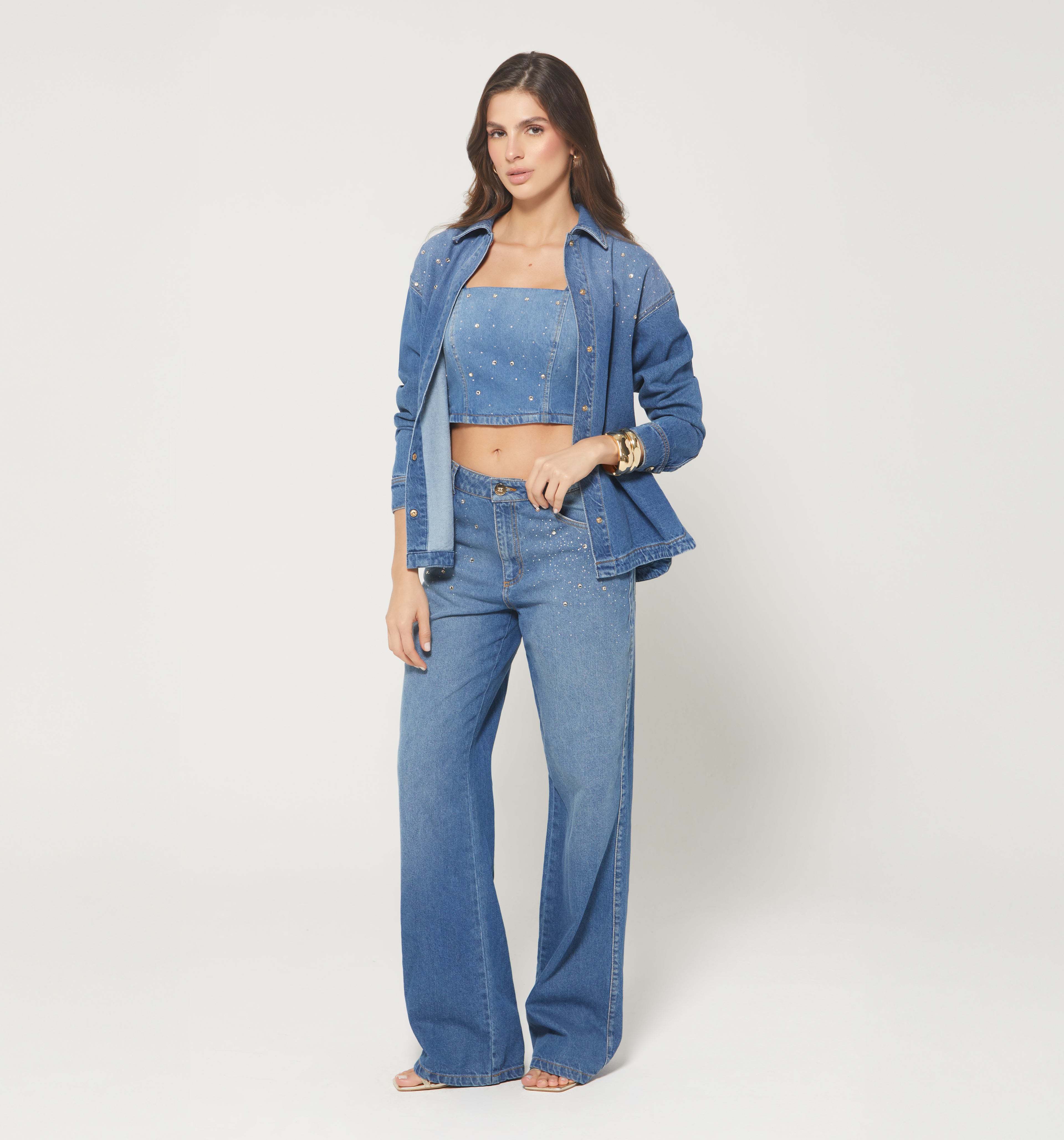 Blusa Crop De Tiras Con Cristales