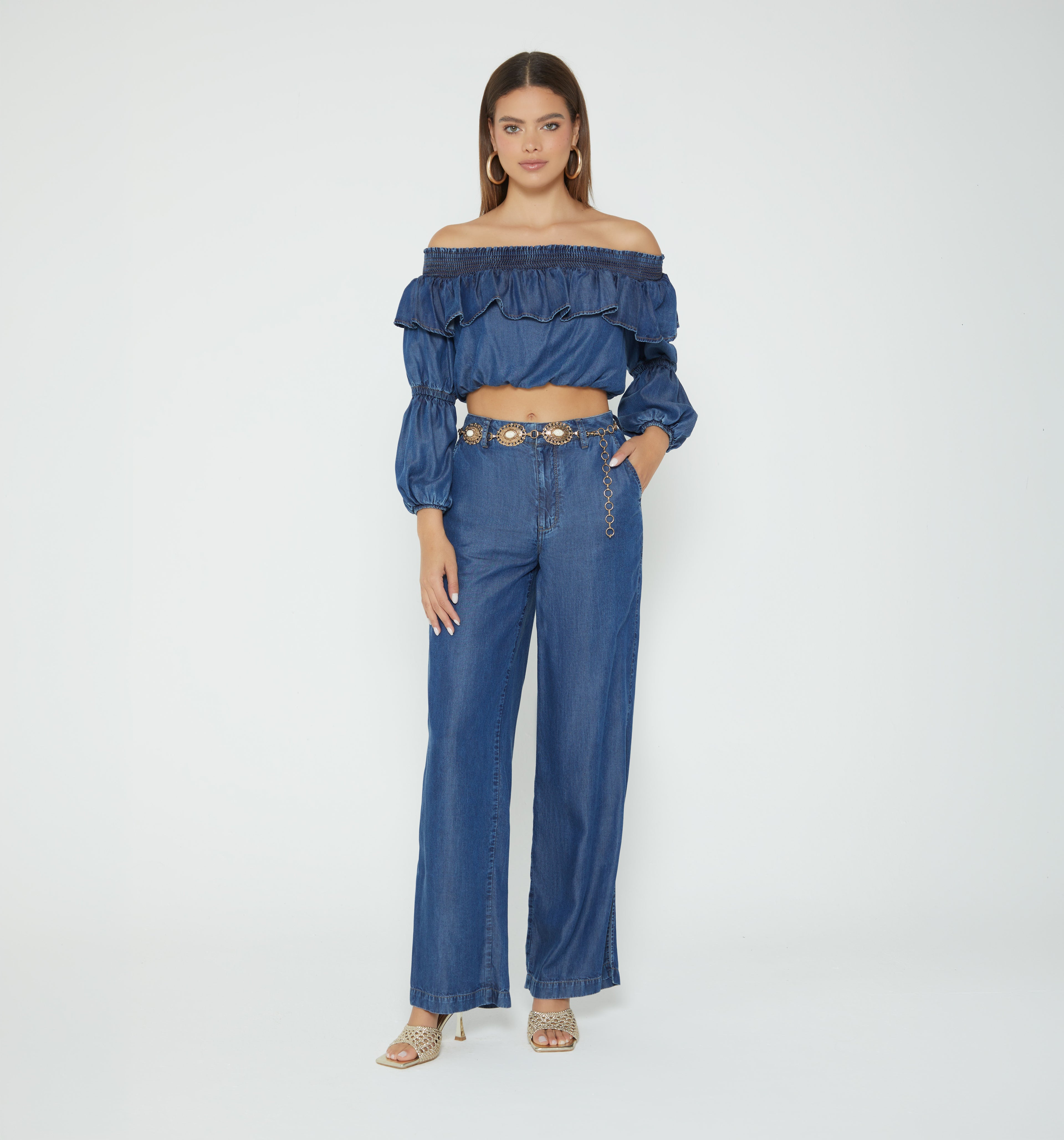 Blusa Escote Bandeja Ruchada
