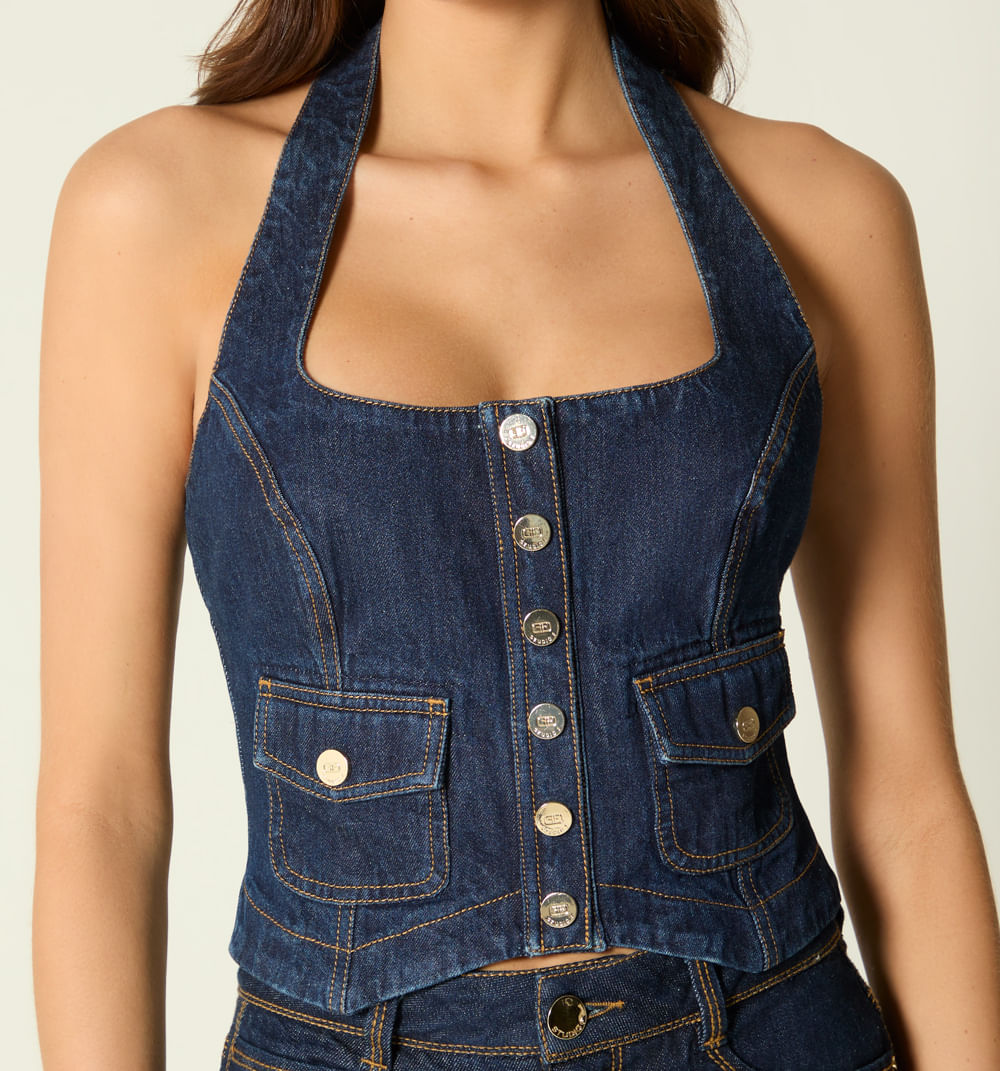 Blusa Halter Con Broches Para Mujer