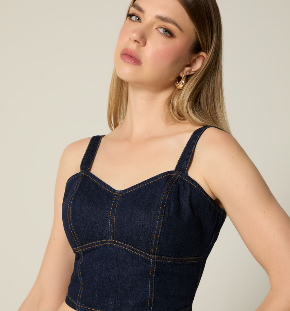 Blusa Crop Tiras Con Corte