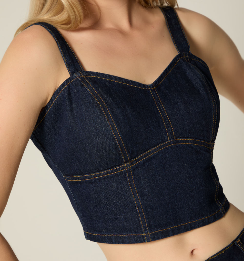 Blusa Crop Tiras Con Corte