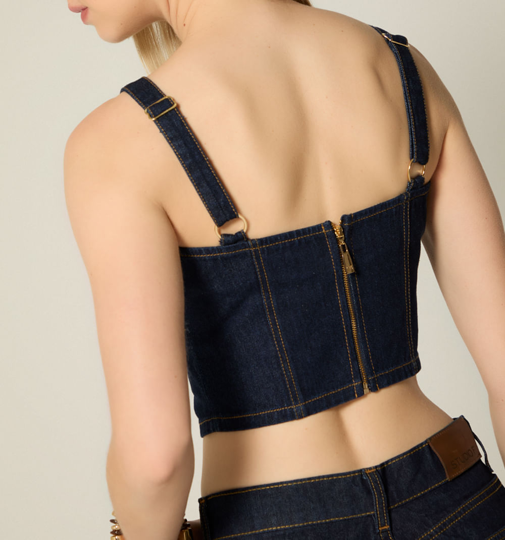 Blusa Crop Tiras Con Corte