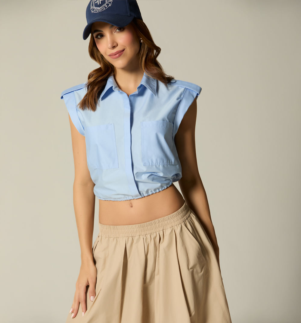 Blusa Manga Sisa Abertura En Espalda