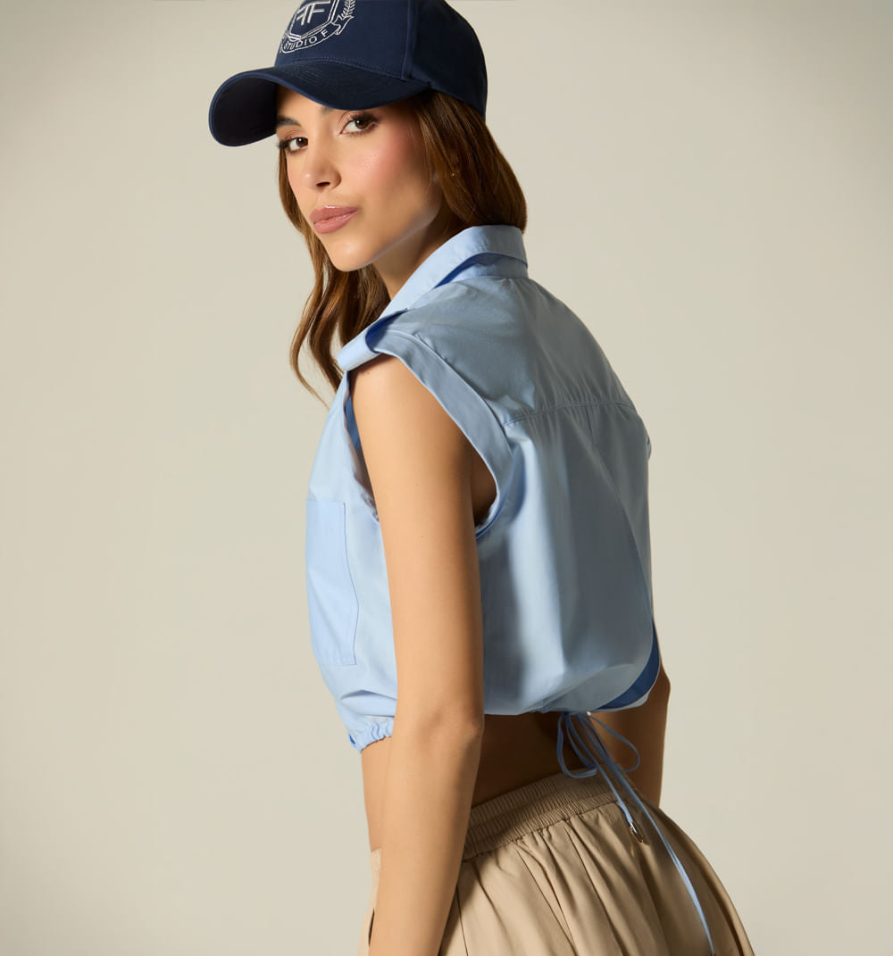 Blusa Manga Sisa Abertura En Espalda