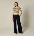 Blusa M/C Rayas Con Botón Joya