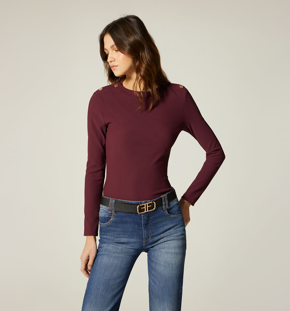 Blusa Cuello Bandeja Con Broches
