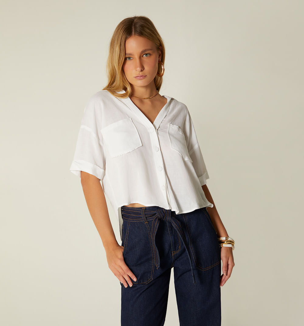 Blusa Manga Corta Y Bolsillos S174243