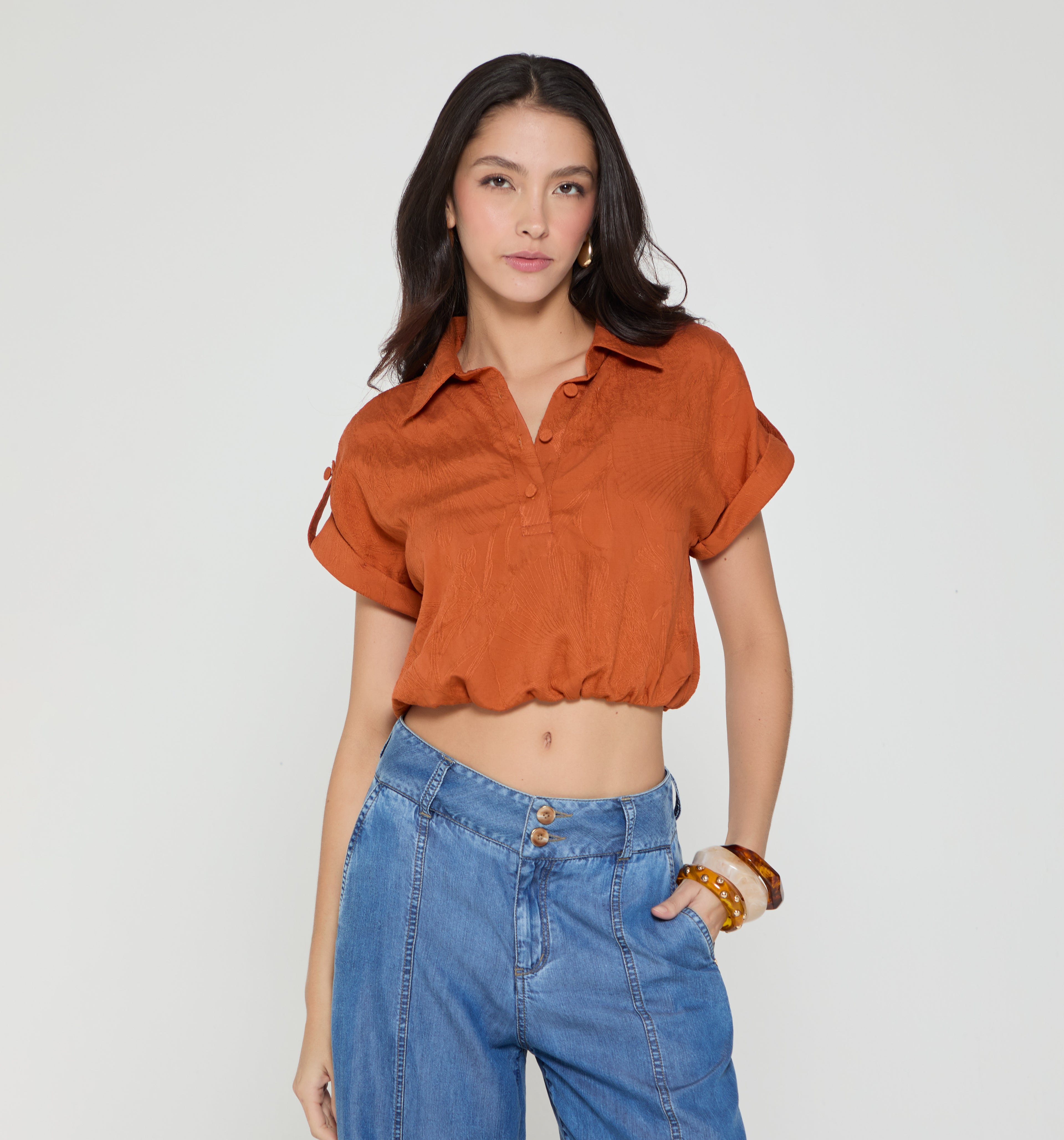 Blusa Con Elastico En Cintura