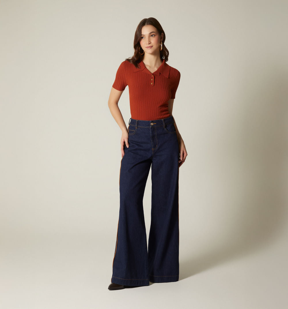 Blusa Manga Corta Cuello Polo