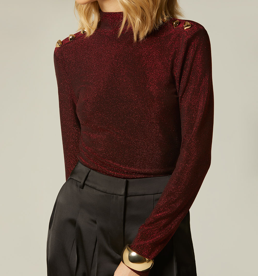 Blusa Manga Larga  Botones En Hombro