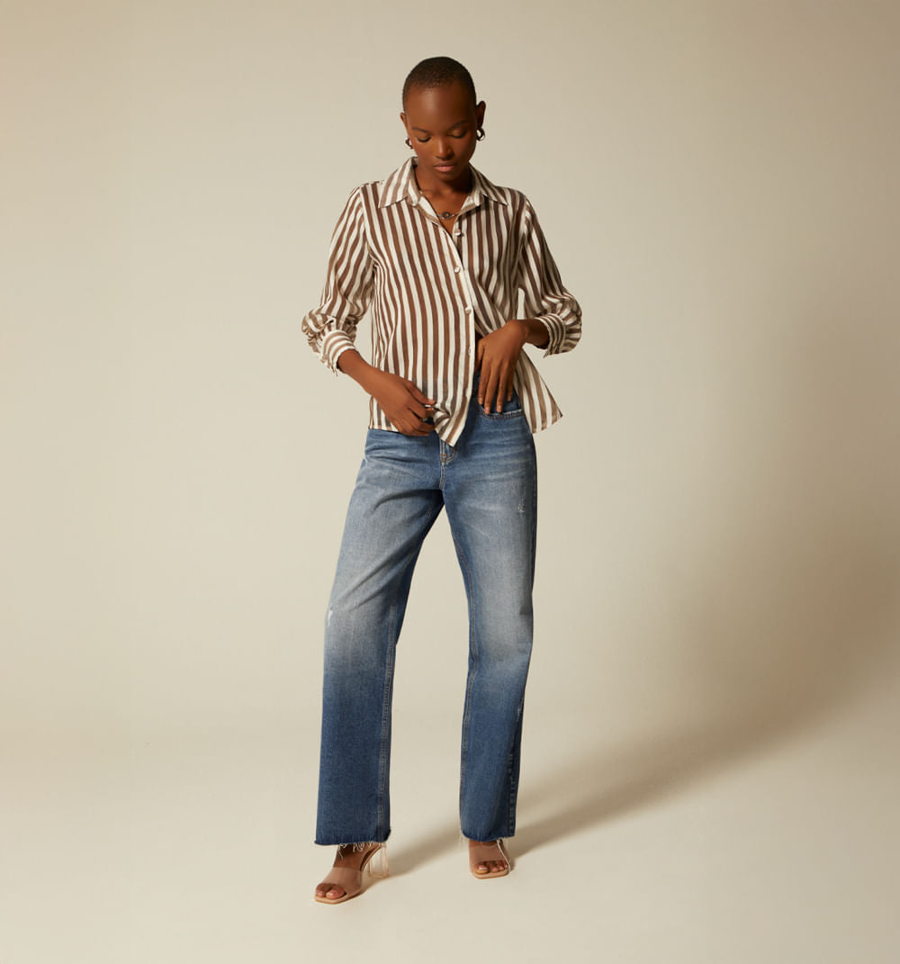 Blusa Camisera Manga Larga De Rayas