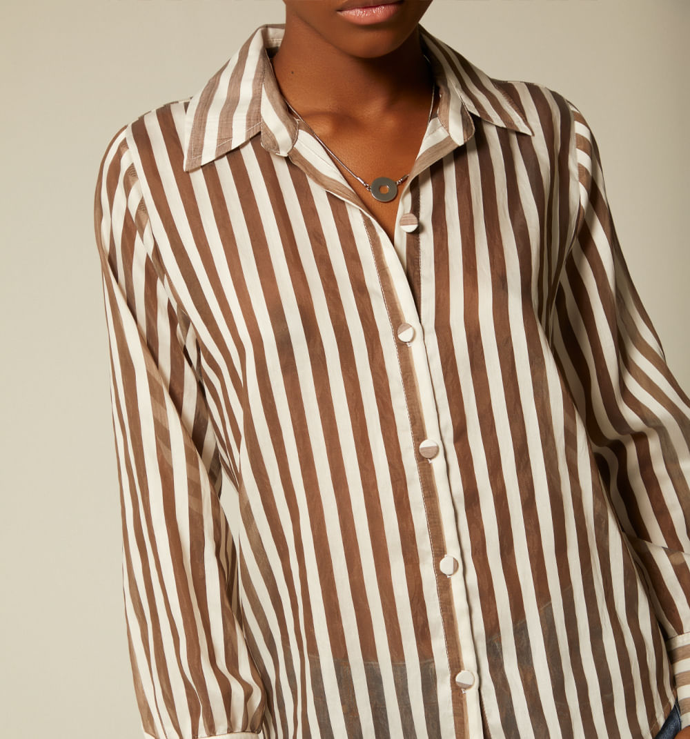 Blusa Camisera Manga Larga De Rayas