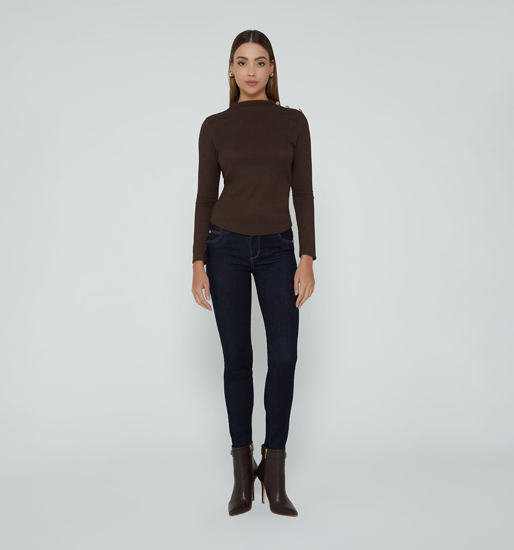 Blusa Manga Larga Cuello Alto