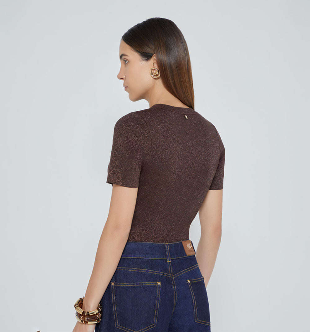 Blusa Cuello Redondo  Con Lurex