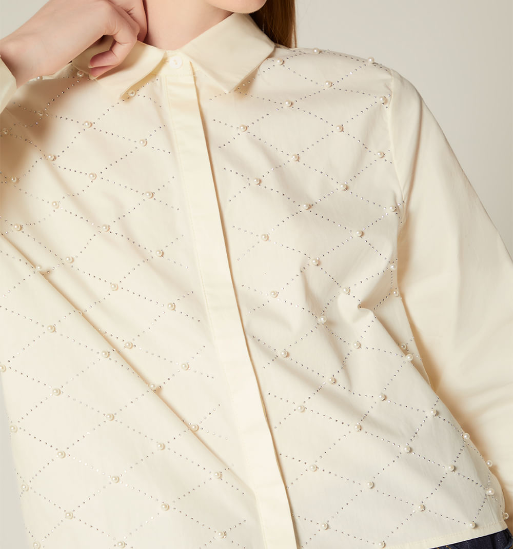 Camisera  Con Detalles Perlas