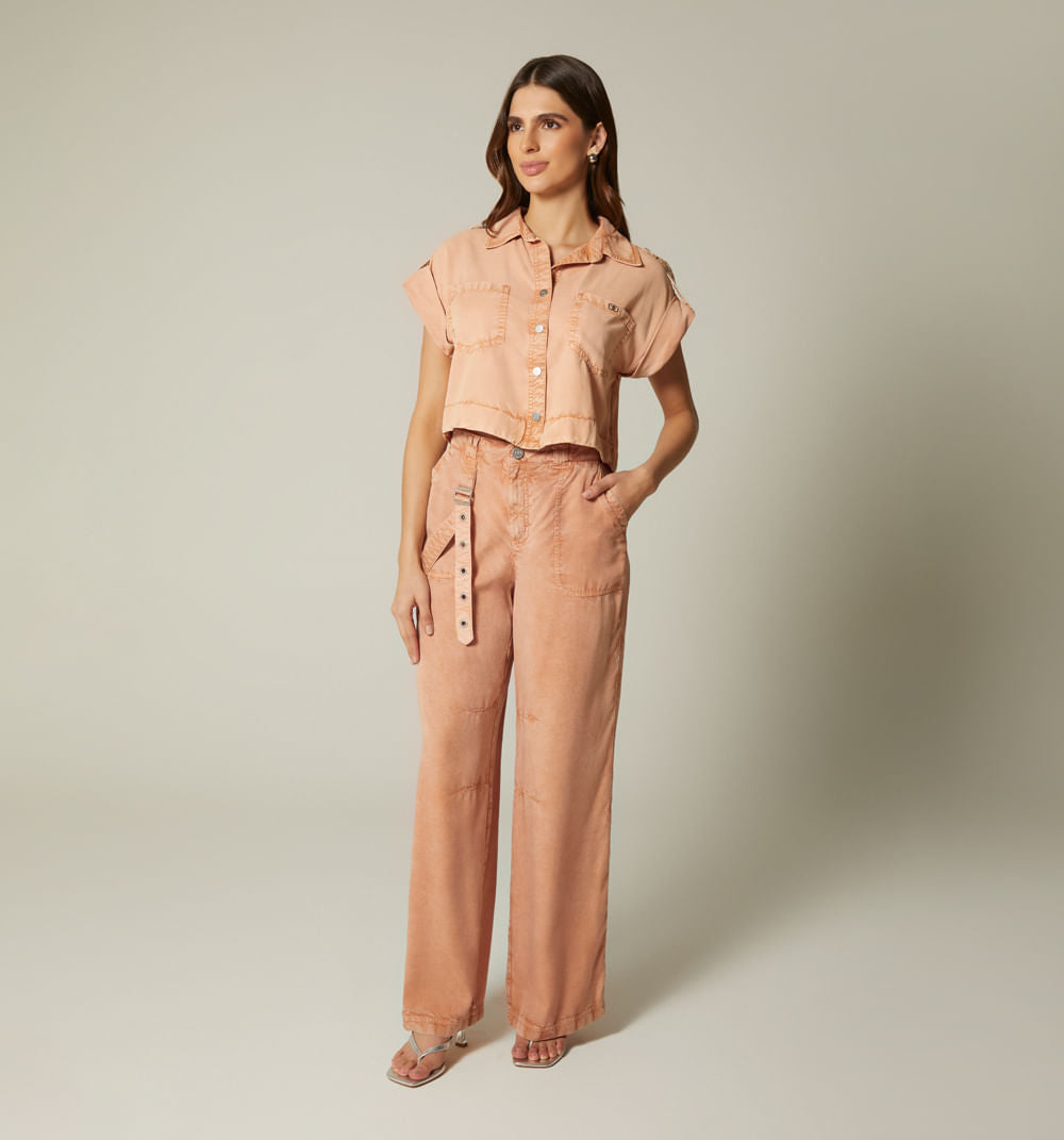 Blusa Manga Sisa Con Charreteras