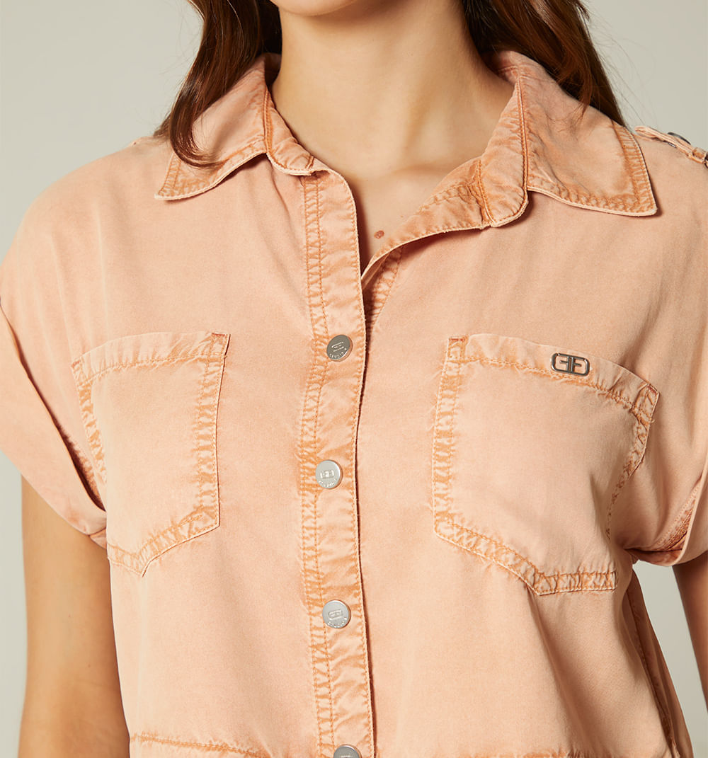 Blusa Manga Sisa Con Charreteras
