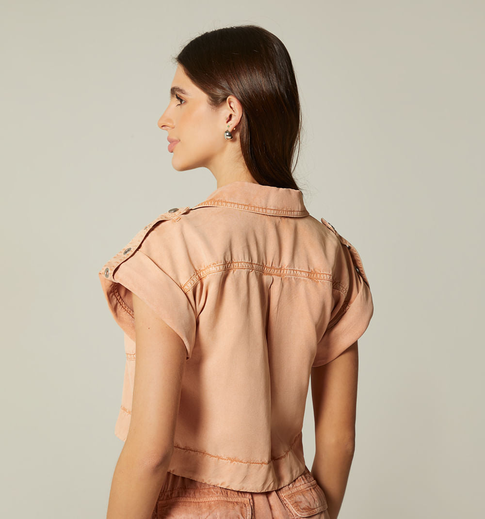 Blusa Manga Sisa Con Charreteras