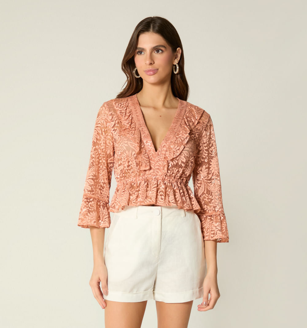 Blusa Manga 3/4 - Rosa