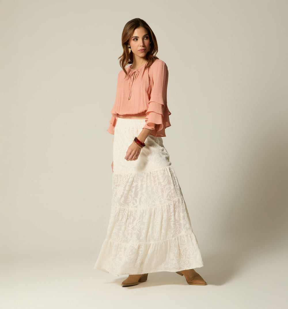 Blusa Manga 3/4 Con Boleros - Rosa