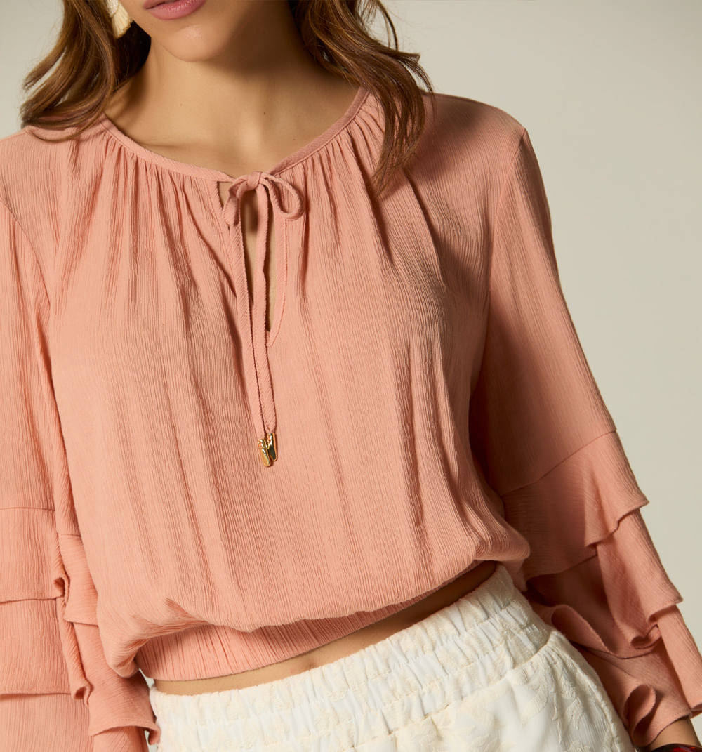 Blusa Manga 3/4 Con Boleros - Rosa