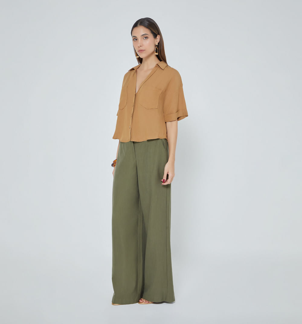 Blusa Manga Corta Y Bolsillos
