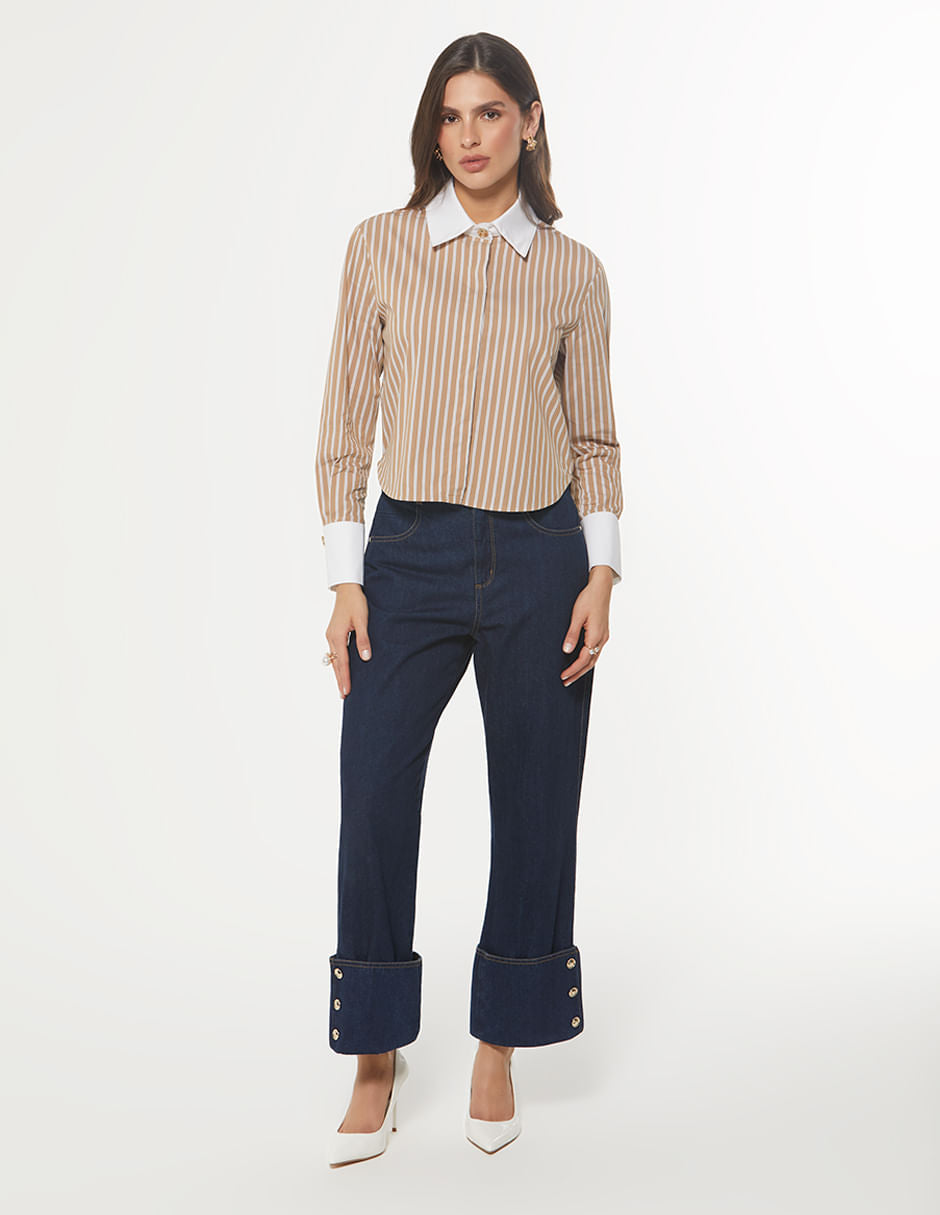 Blusa Boxy Manga Tres Cuartos Maxi Puño