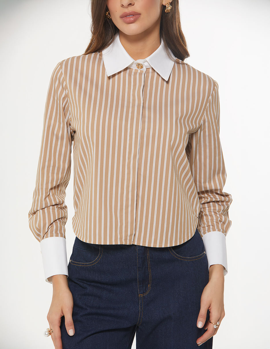 Blusa Boxy Manga Tres Cuartos Maxi Puño