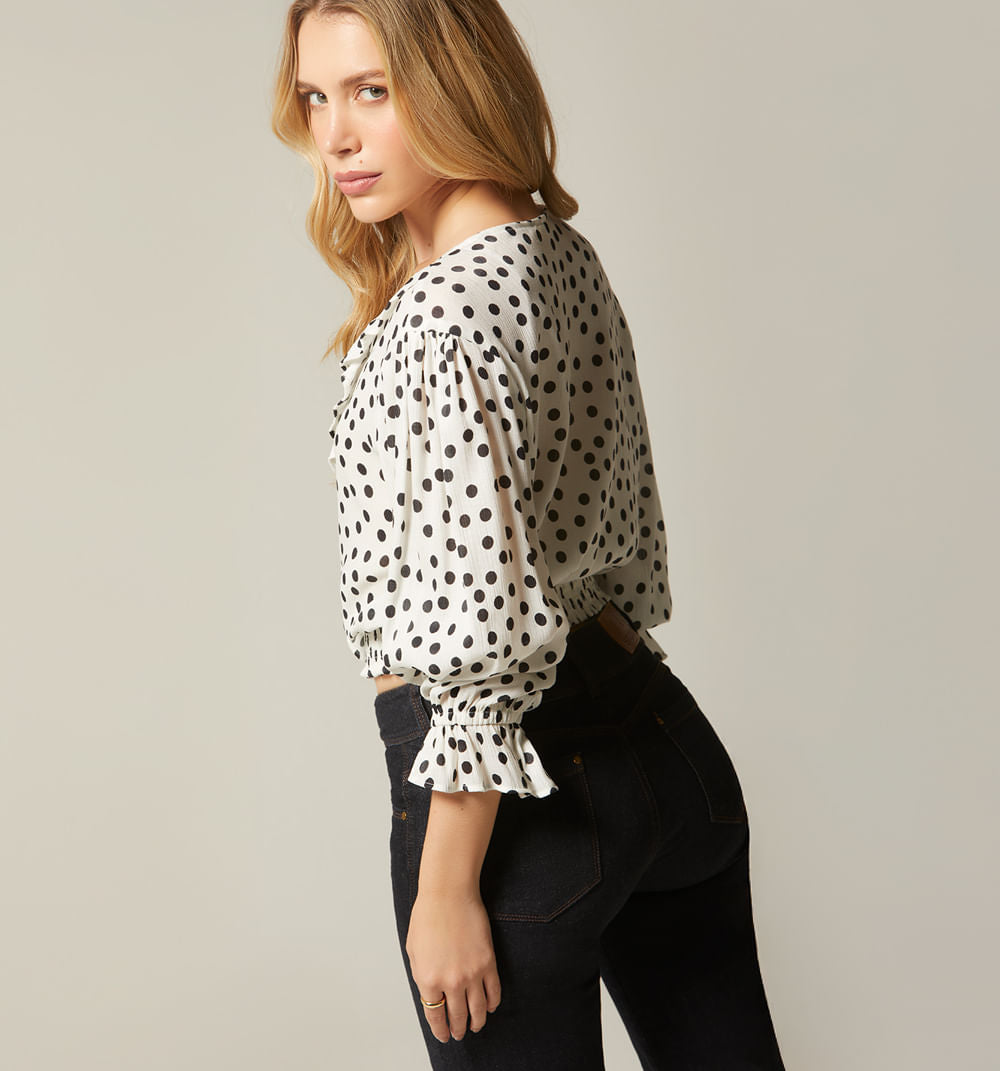 Blusa Manga 3/4 Con Boleros - Natural