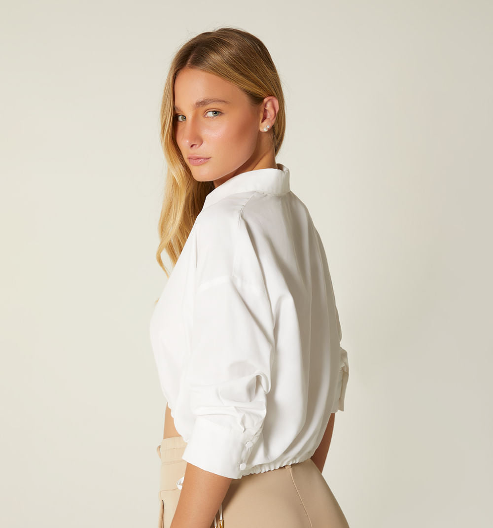 Blusa Manga 3/4 Jareta En Cintura