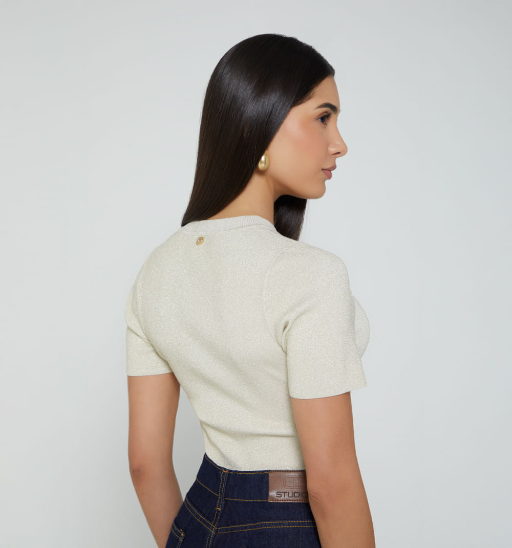 Blusa Cuello Redondo  Con Lurex