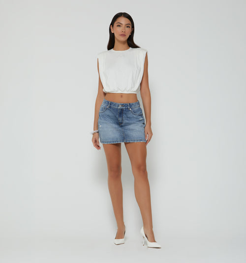 Blusa Con Hombrera Escote Redondo