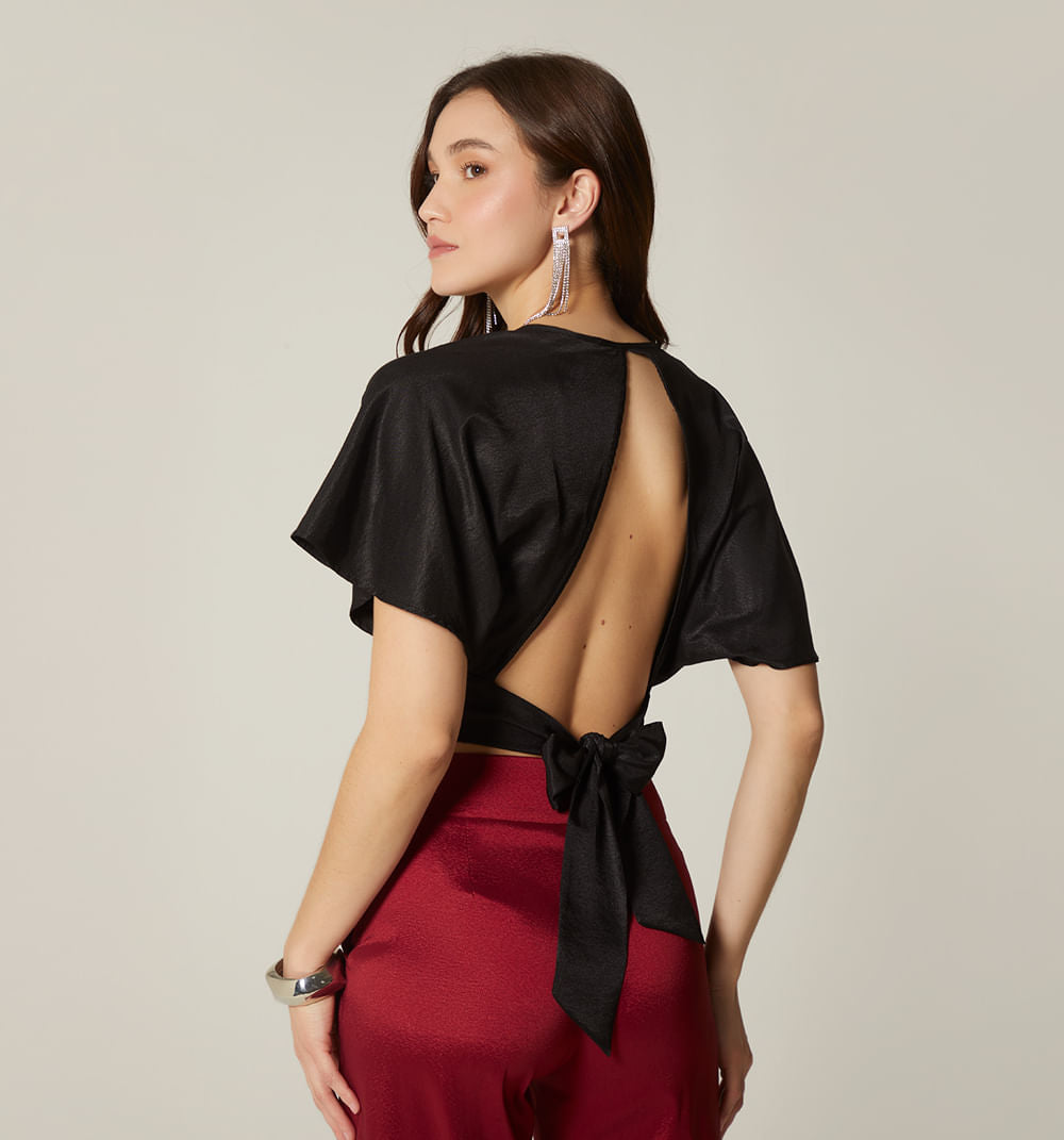 Blusa Crop Manga Corta