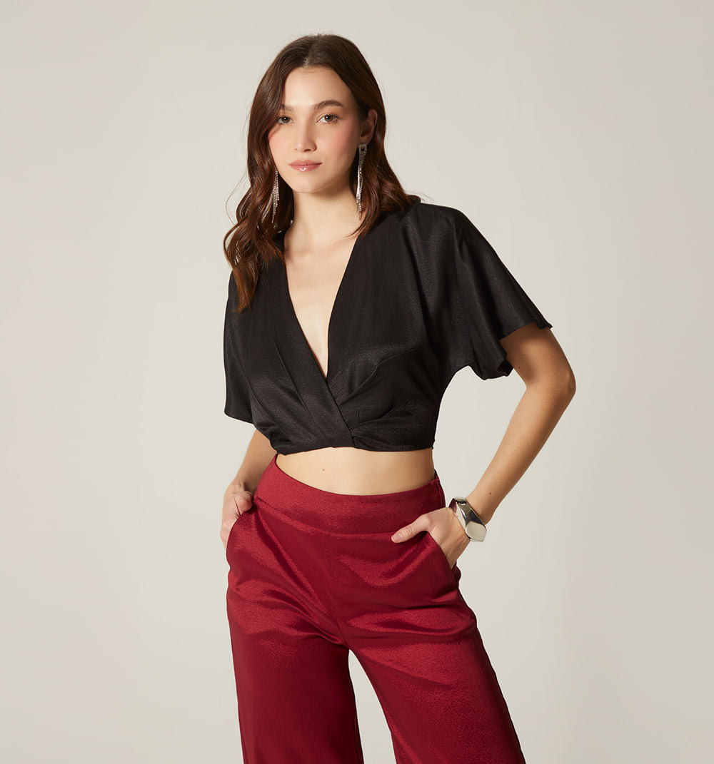 Blusa Crop Manga Corta