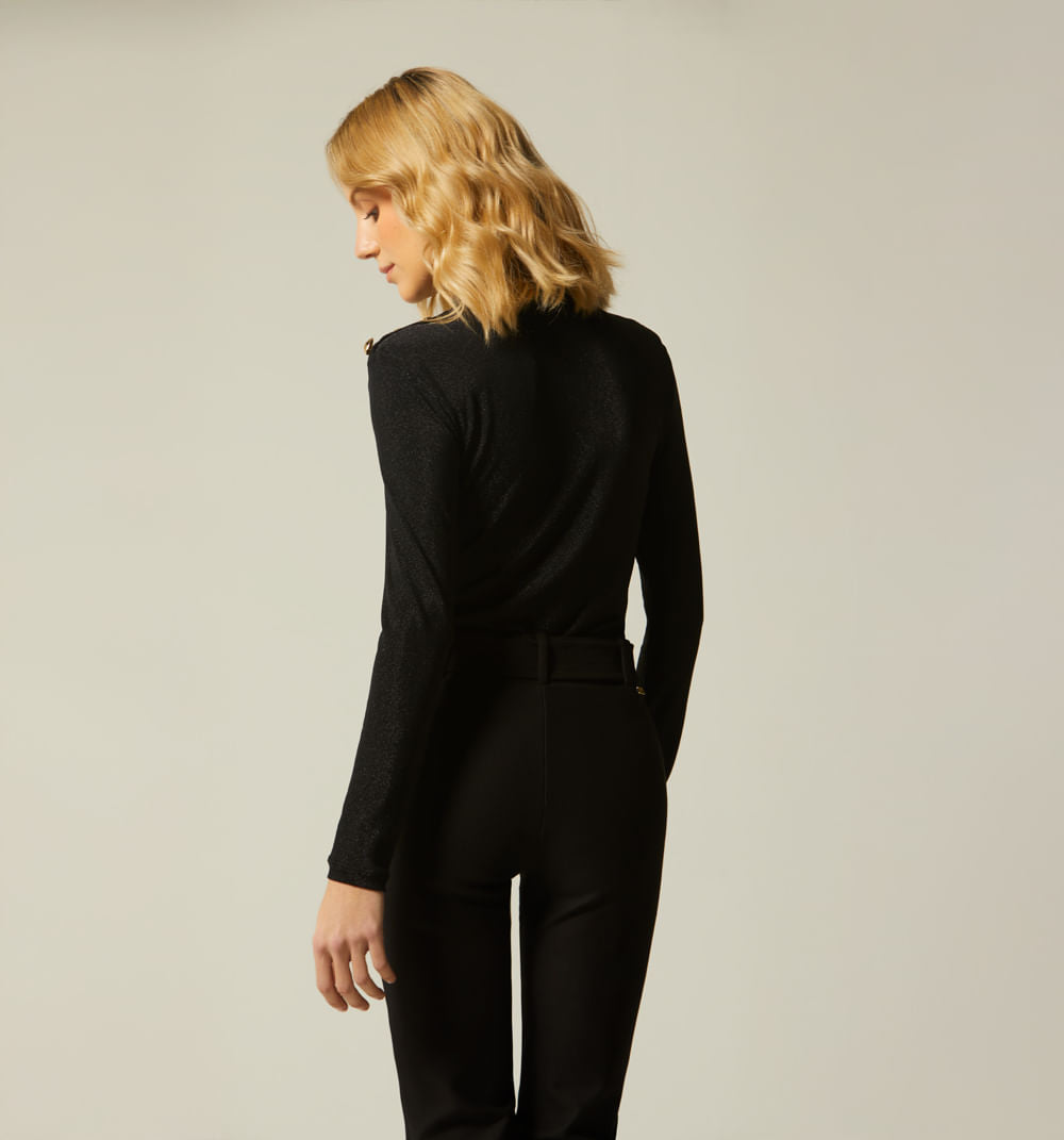 Blusa Manga Larga  Botones En Hombro