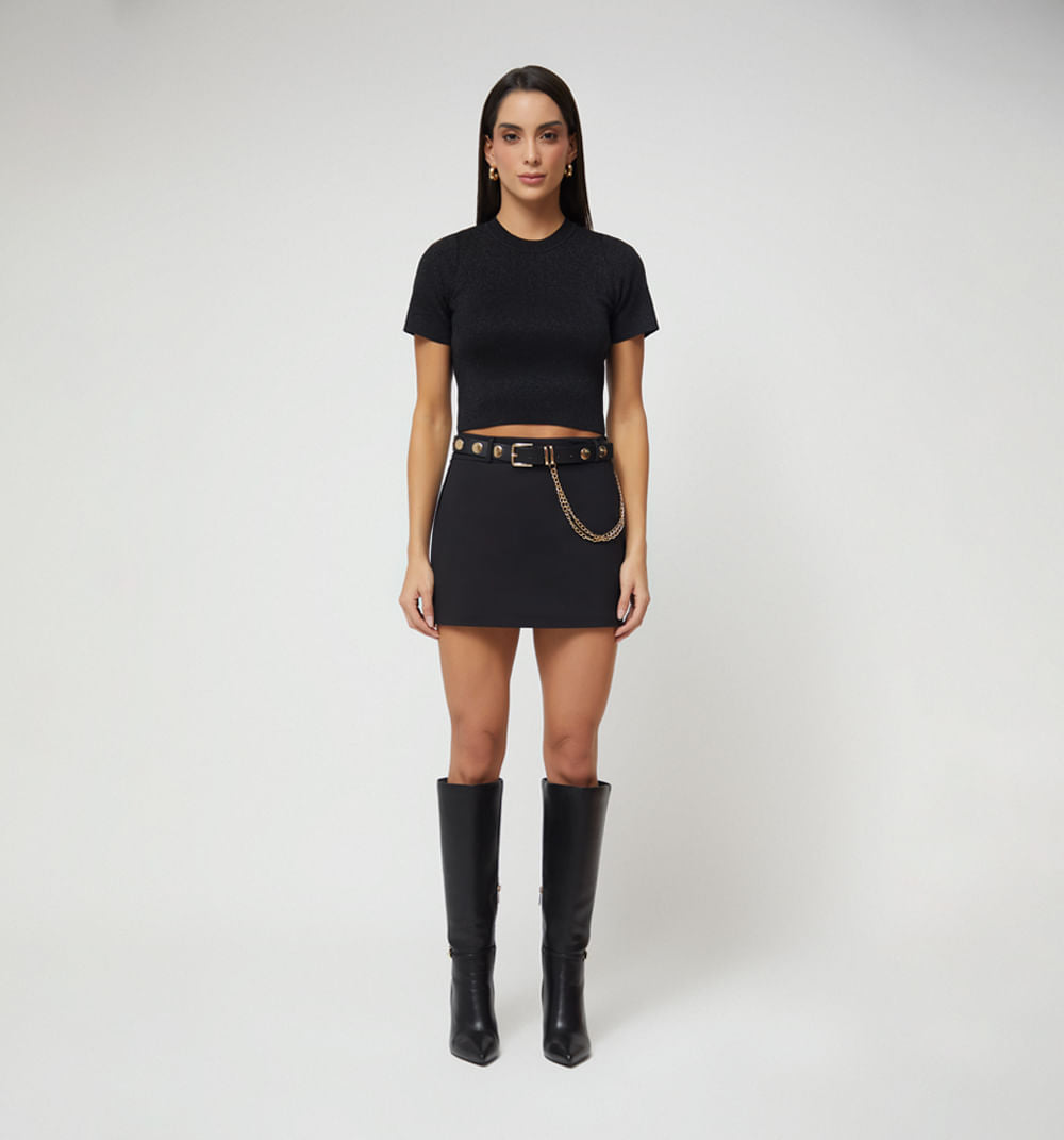 Blusa Cuello Redondo  Con Lurex