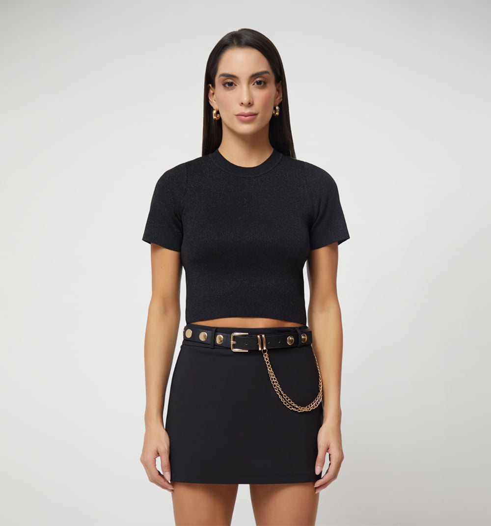 Blusa Cuello Redondo  Con Lurex