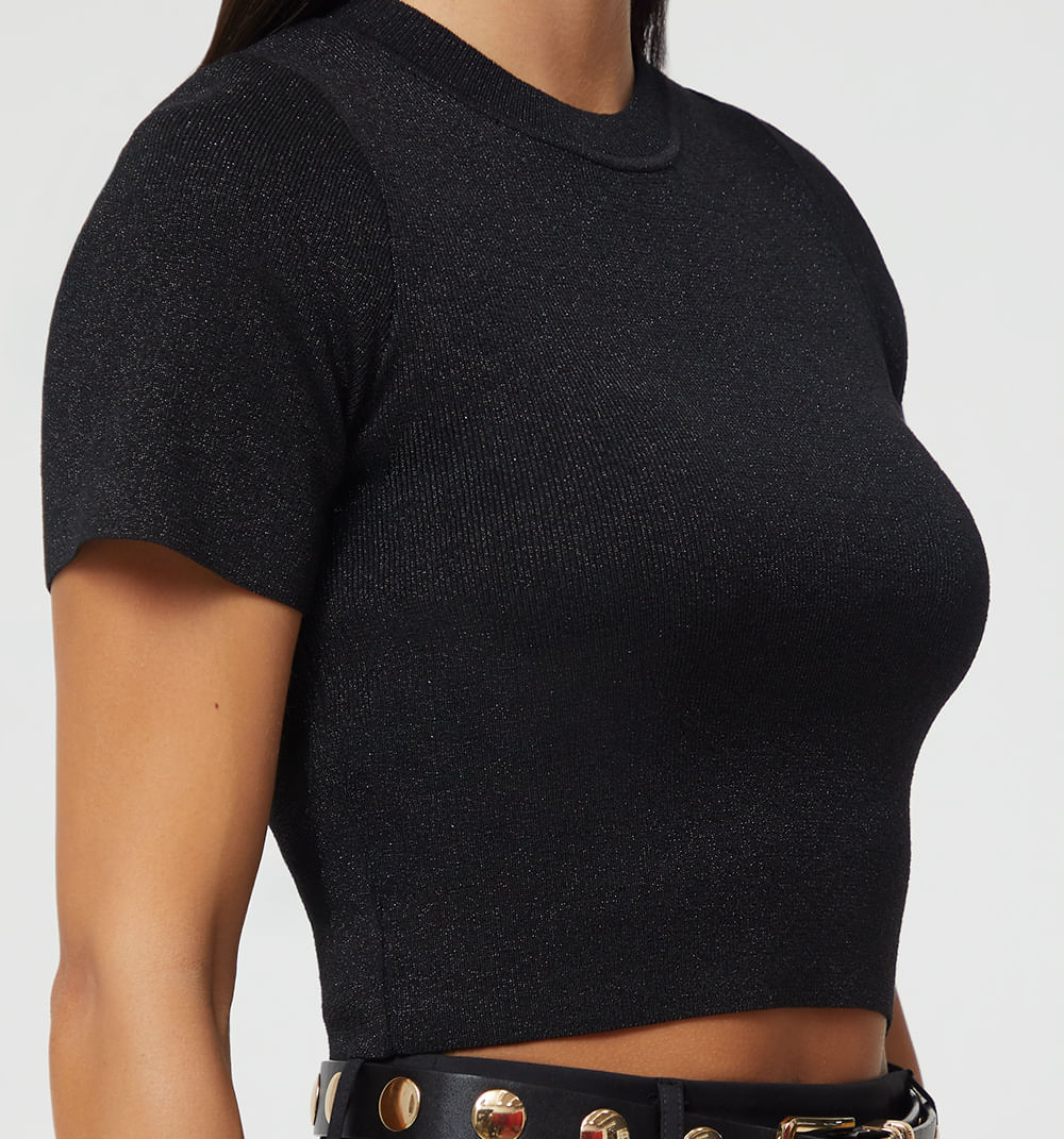 Blusa Cuello Redondo  Con Lurex